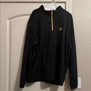 Black Quarter-Zip Pullover with Yellow Accent